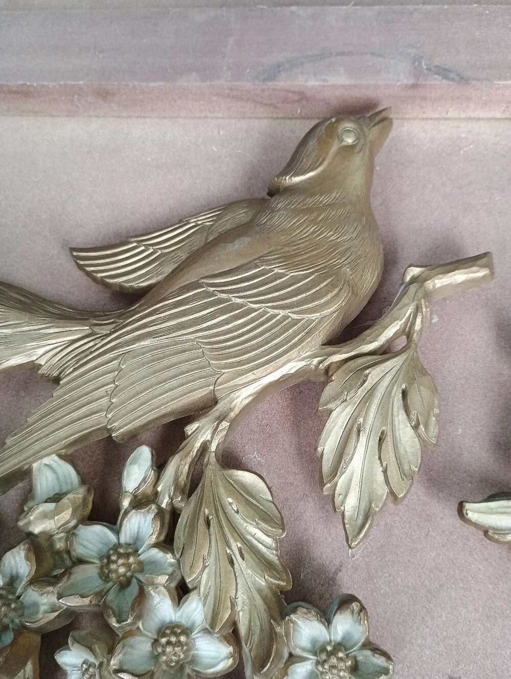 Vintage Syroco golden birds & dogwood wall art 1970s